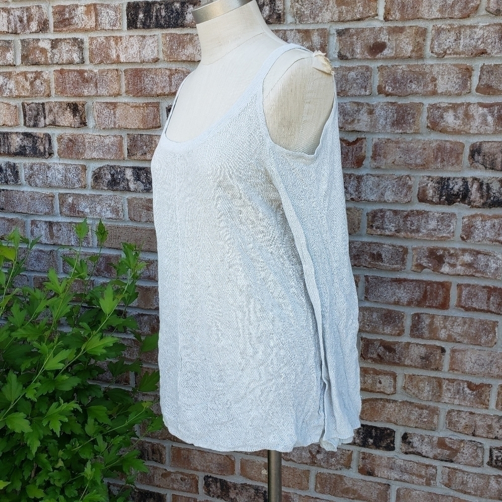 Rebecca Elliot Cold-Shoulder Linen Knit Top Size M